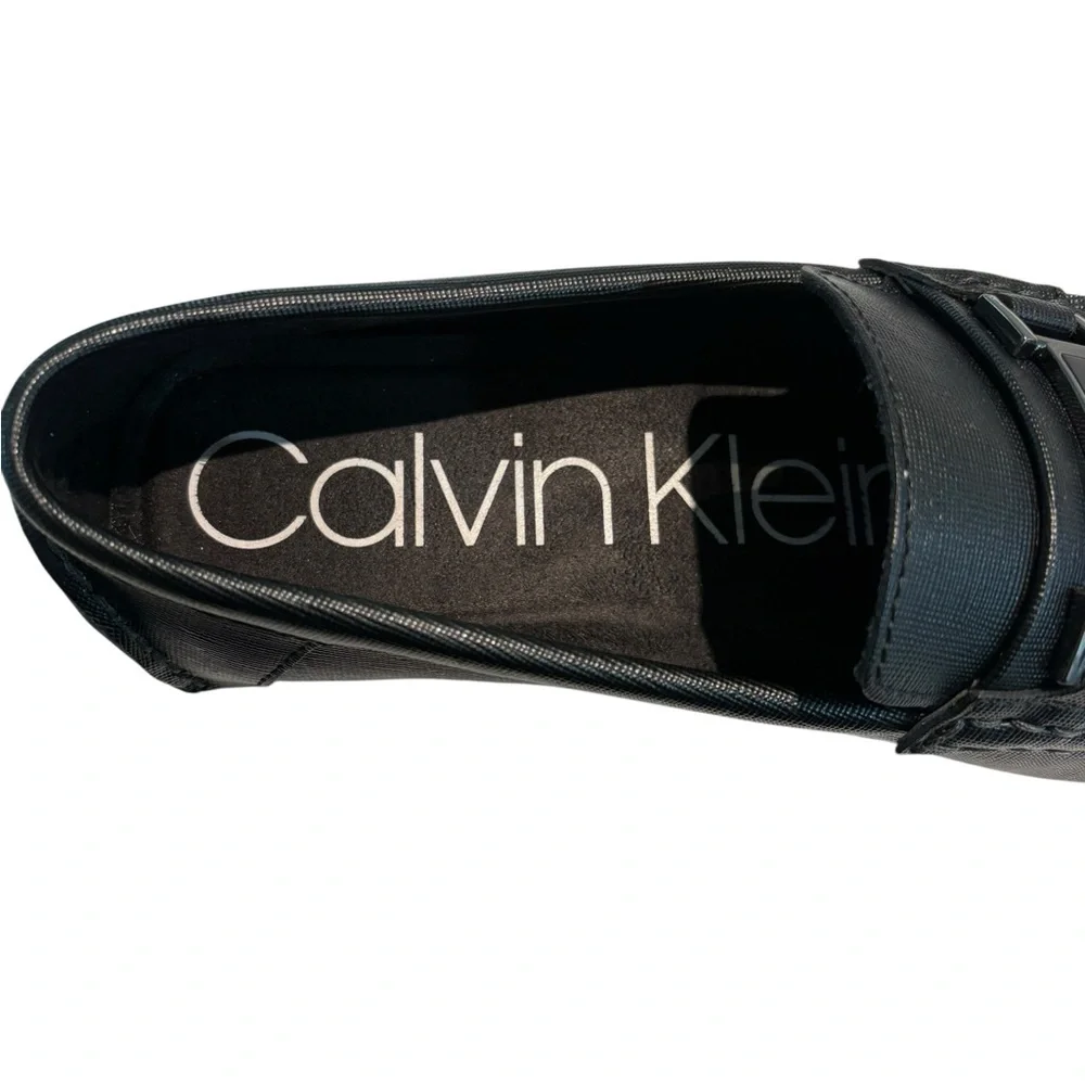 Calvin Klein Magnus Weave Emboss Men’s Black Textured Slip-On Loafers 9.5M NIB